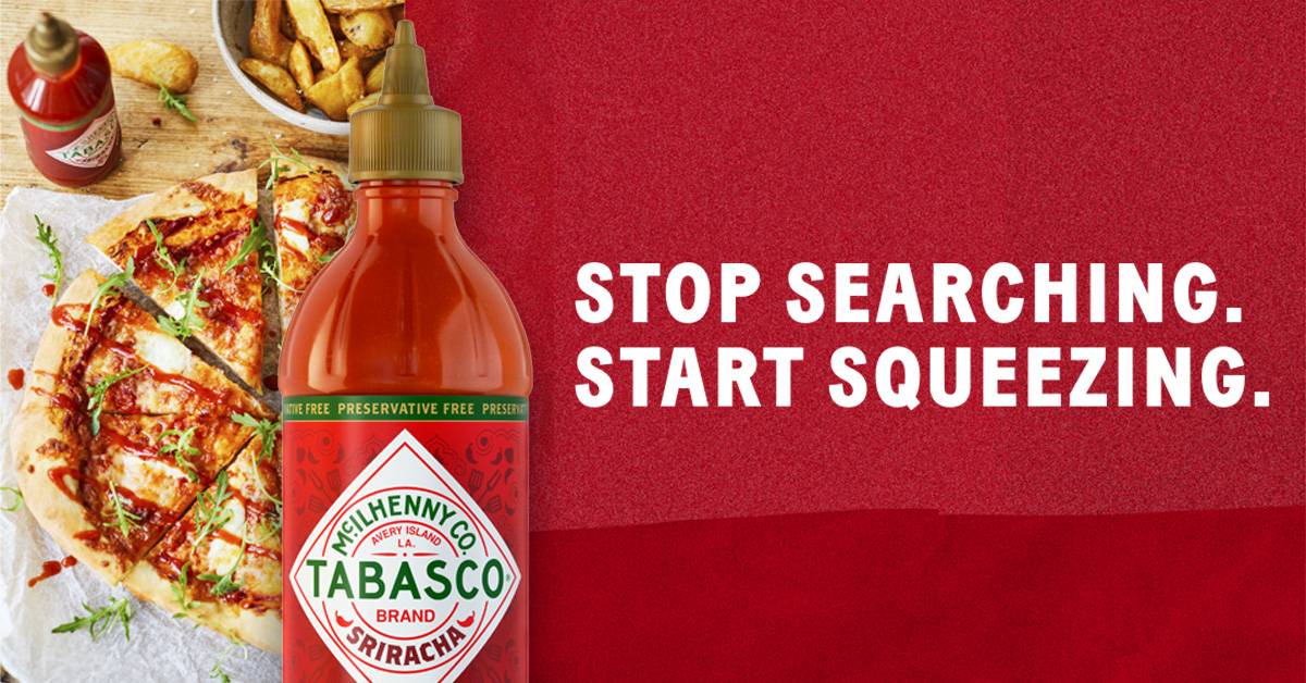 TABASCO Brand Sriracha Sauce with Pizza Image